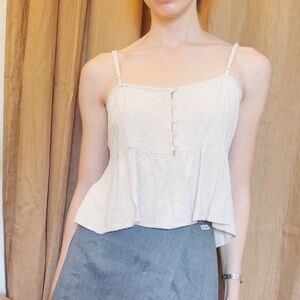 Rokoko Rayon/Linen babydoll buttoned tank top size L